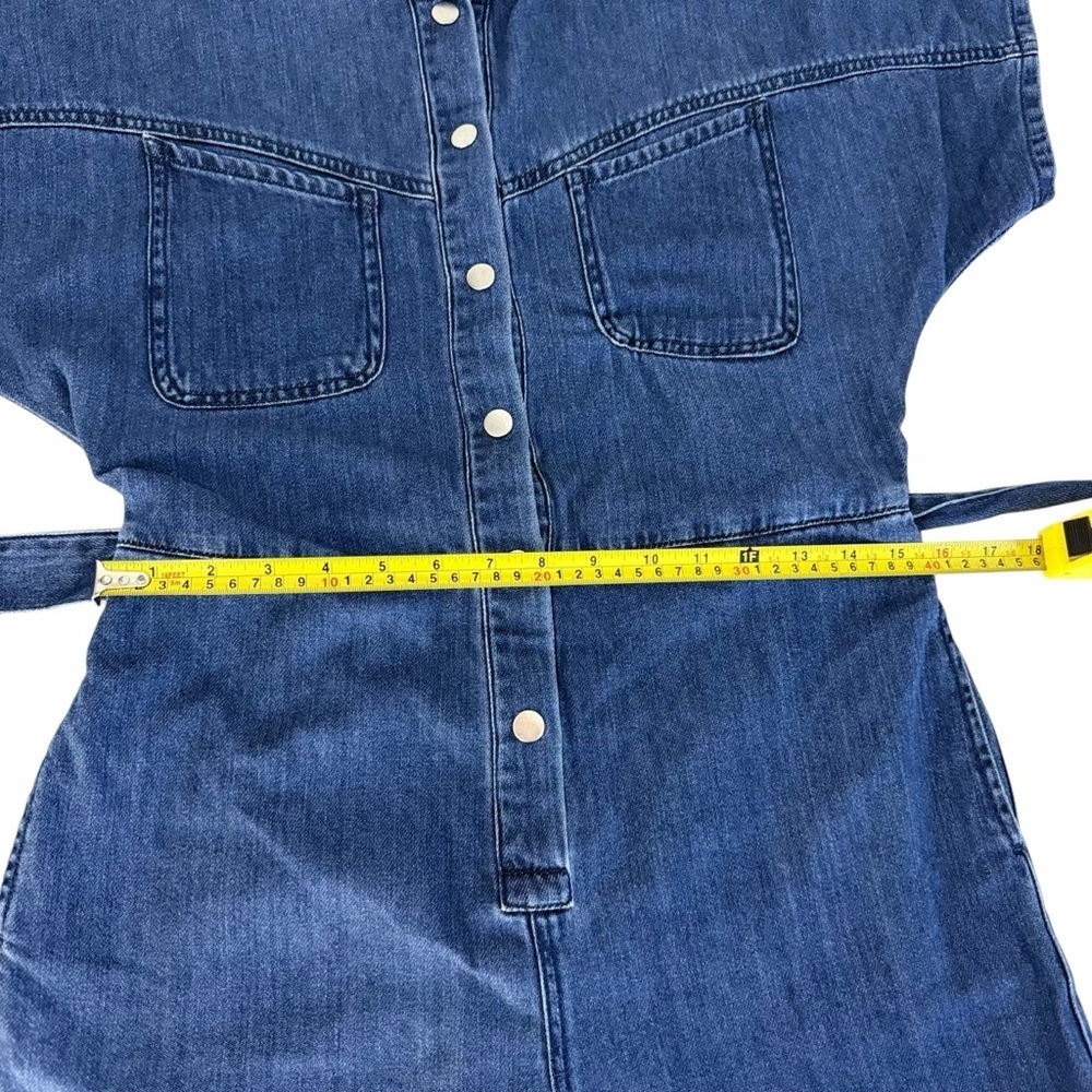 FRANK AND OAK Blue Denim Belted Utility Romper Short Sleeve organic cotton size - Picture 11 of 14